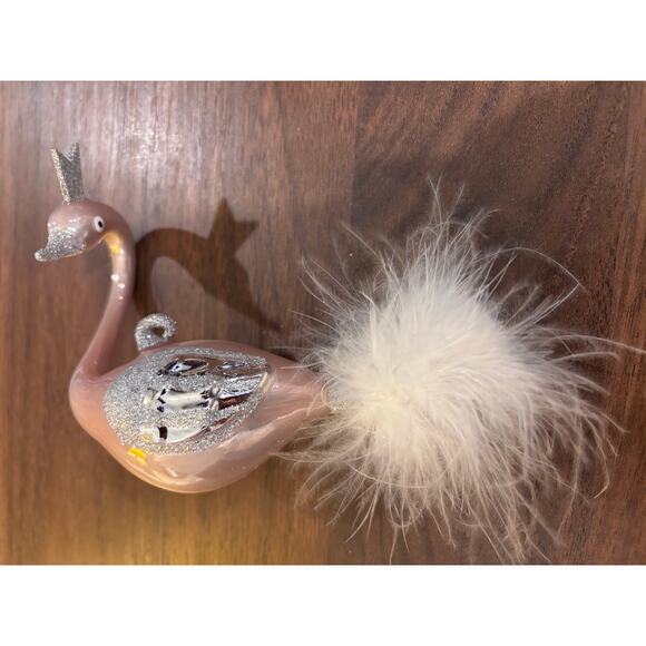 Pink Swan Hand Blown Glass Christmas Ornament - Picture 4 of 13